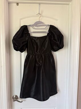 Copper Key Black Puff-Sleeve Mini Dress